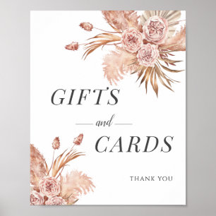 Poster Cartões Florais De Grama De Pampas De Vidro-Vidro