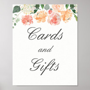 Pôster Cartões florais e presentes do pêssego que Weddi