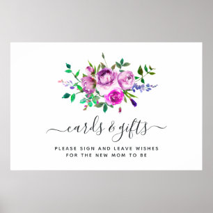 Poster Cartões Florais e Presentes em Aquarela Rosa-Inten