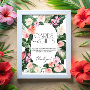 Poster Cartões Florais Tropicais de Aquarela e Presentes