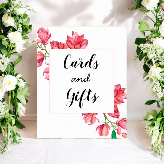 Poster Cartões Presentes Cartaz de Casamento Floral Rosa  (Criador carregado)