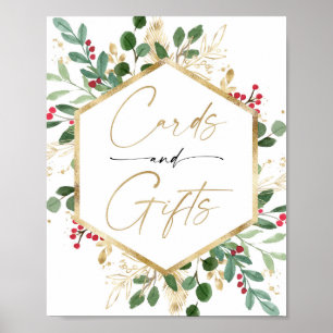 Poster Cartões - presentes - sinal dourado vermelho de N