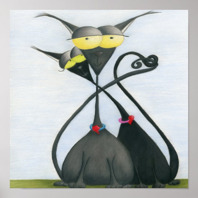 Poster Cartografia de Gato Negro e Cinza (Frente)