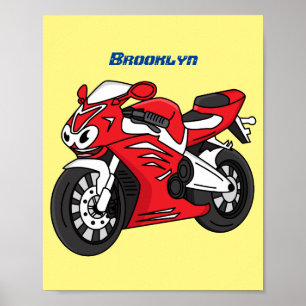 Poster Cartografia de motocicleta vermelha-branca
