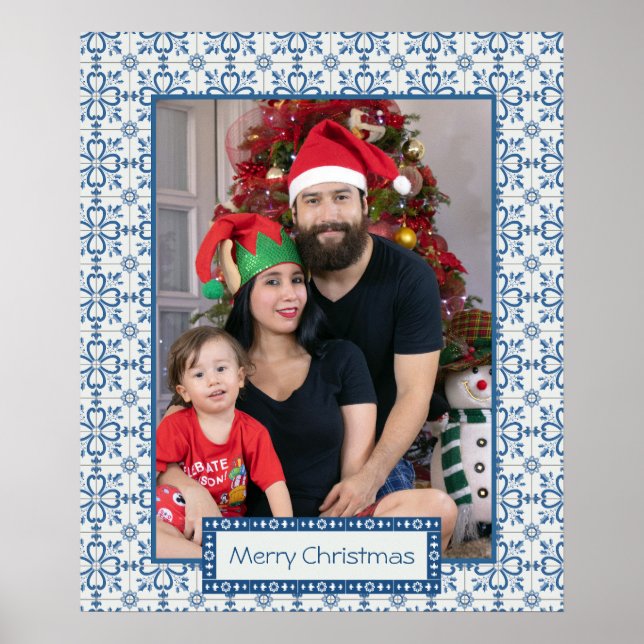 Poster Cartolina de Natal e pétalas de flores (Frente)