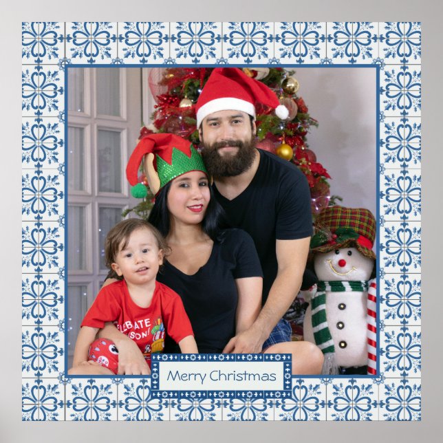 Poster Cartolina de Natal e pétalas de flores (Frente)