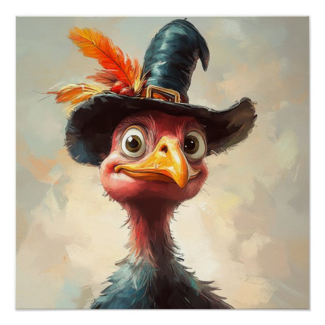 Pôster Cartoon Ação de Graças Turquia (Frente)