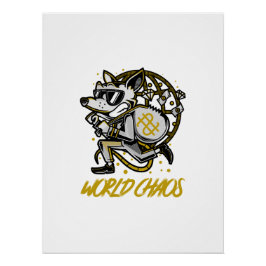 Pôster Cartoon Animal | Fox & Crypto Wolf Art