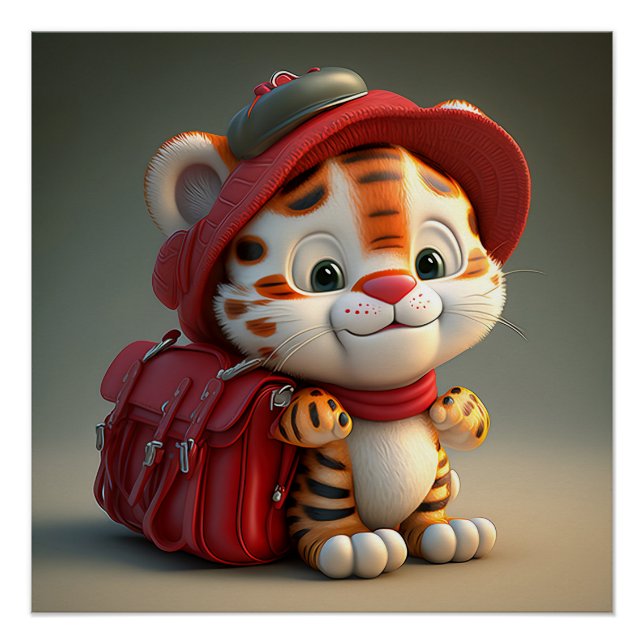 Pôster Cartoon Baby Tiger (Frente)