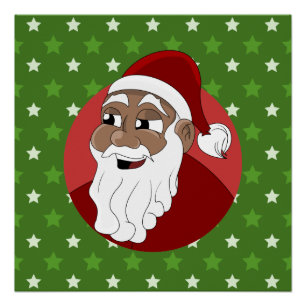 Pôster Cartoon Black Santa Claus