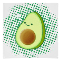 Cartoon Bonito Avocado Em Vórtice Verde Distante