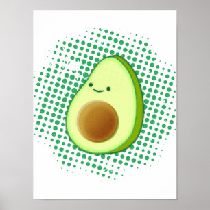Poster Cartoon Bonito Avocado No Vórtice Verde Distante P