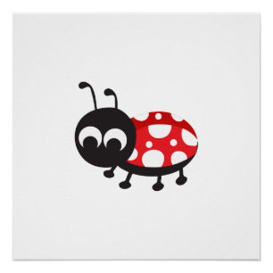 Pôster Cartoon Bonito Ladybug