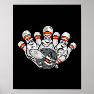 Poster Cartoon Bowler Boliches Assustadas Pins Engraçado
