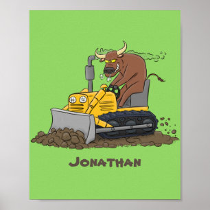 Poster Cartoon buldozer engraçado