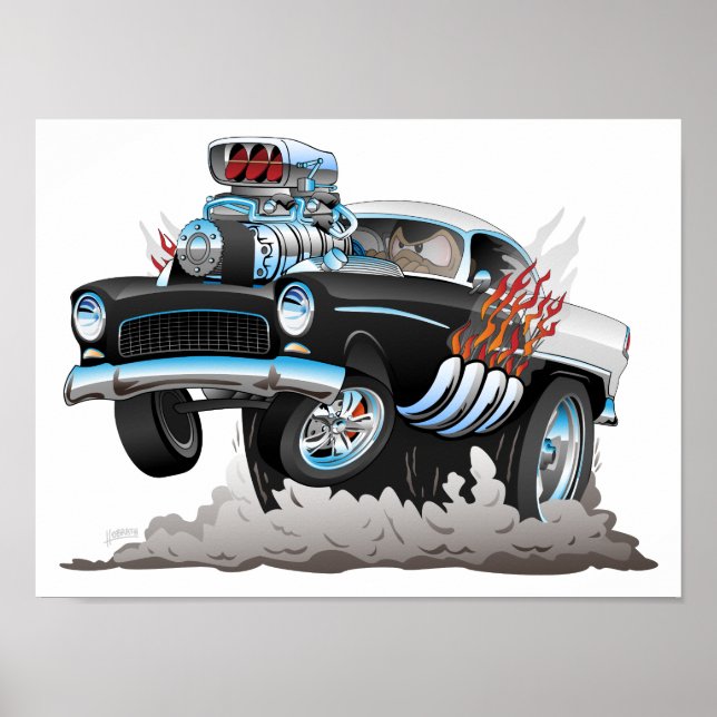 Poster Cartoon Classic 55 Hot Rod Engraçado (Frente)