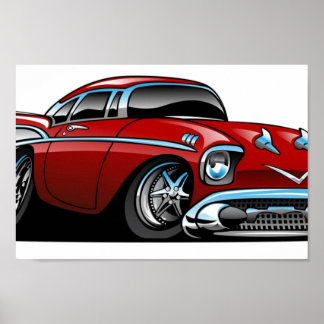 Poster Cartoon Classic American 57 Hot Rod