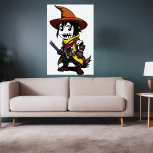 Poster Cartoon Cowboy Witch   Arte AI
