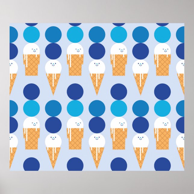 Poster Cartoon cute ice cream seamless pattern design. Vi (Frente)