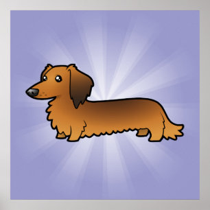 Pôster Cartoon Dachshund (cabelo comprido)