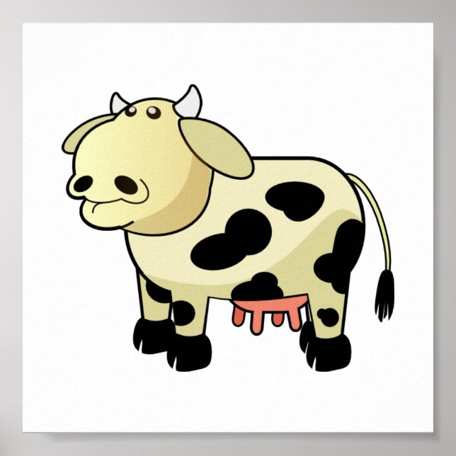 Poster Cartoon Dairy Cow Canvas Print (Frente)
