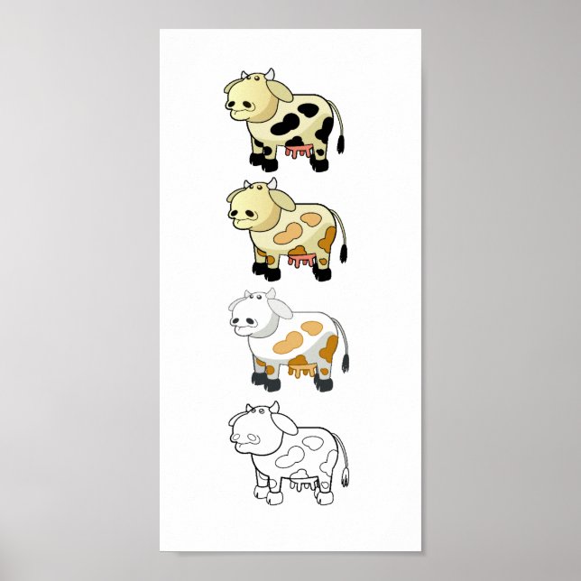 Pôster Cartoon Dairy Cows Canvas (Frente)