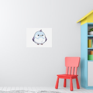 Poster Cartoon de Aves Cute Kawaii Chubby - Pastel Adoráv