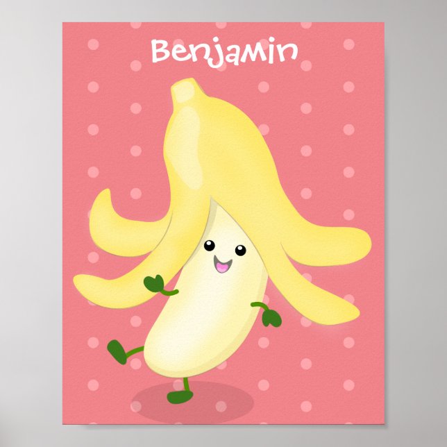 Poster Cartoon de banana kawaii (Frente)