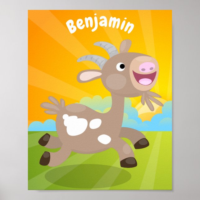Poster Cartoon de cabra feliz e bonito (Frente)