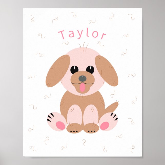 Poster Cartoon de Cachorro Puppy Pastel Personalizado Neu (Frente)