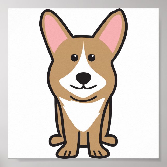 Pôster Cartoon de Cães Cardigan Welsh Corgi (Frente)