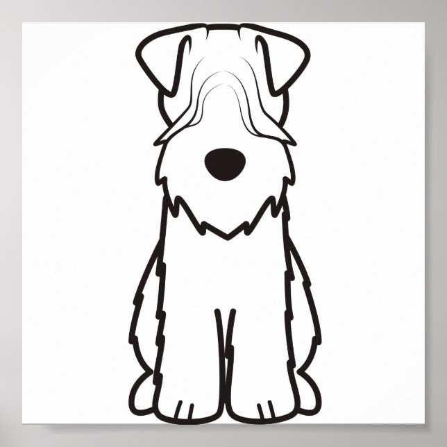 Poster Cartoon De Cão De Terrier, Recolhido E Molhado (Frente)