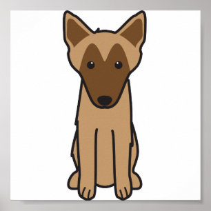 Poster Cartoon de Cão Malinois Belga