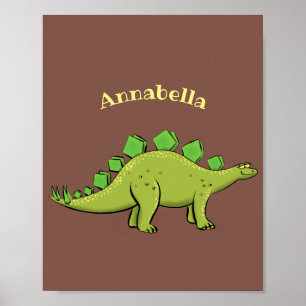 Poster Cartoon de dinossauros de stegossauro engraçado