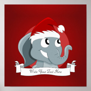 Poster Cartoon de elefante de Natal