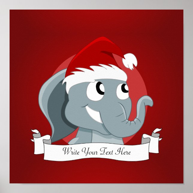 Poster Cartoon de elefante de Natal (Frente)