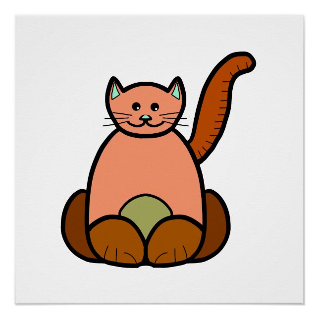 Pôster Cartoon de gato marrom (Frente)