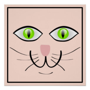 Pôster Cartoon de Gato Rosto Engraçado-29034