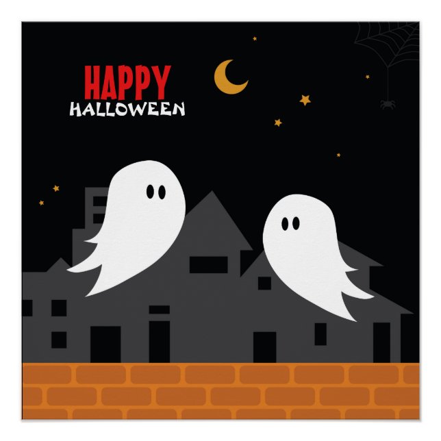 Pôster Cartoon de horror da cidade fantasma fantasma de h (Frente)