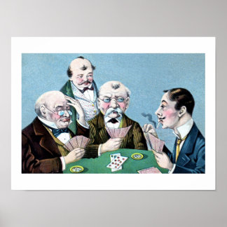 Pôster Cartoon de jogadores de cartas engraçados da Vinta