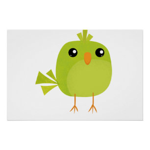 Pôster Cartoon de Pássaro Verde