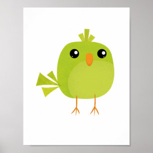 Poster Cartoon de Pássaro Verde