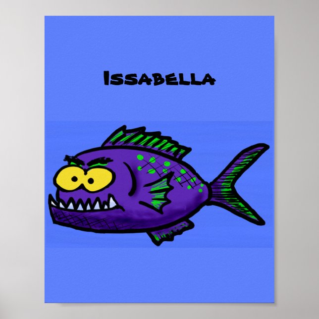 Poster Cartoon de peixe Piranha (Frente)