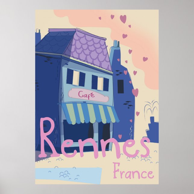 Pôster Cartoon de Rennes France (Frente)