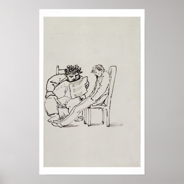 Pôster Cartoon de William Morris (1834-1896) lendo poesia (Frente)