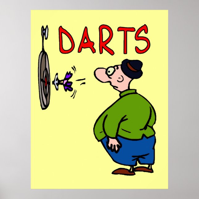 Pôster Cartoon do Darts Player (Frente)