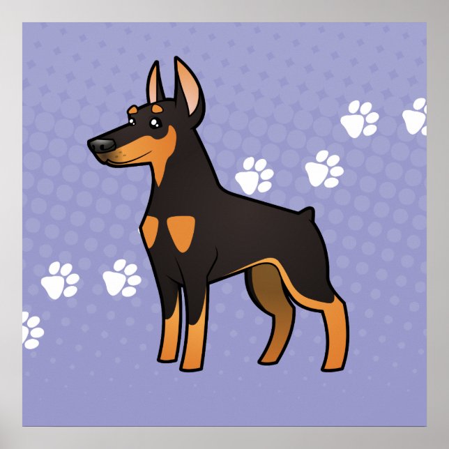 Poster Cartoon Doberman Pinscher (orelhas pontiagudas) (Frente)