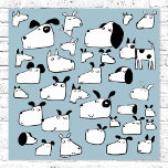 Poster Cartoon Engraçado<br><div class="desc">Muitos cães bonitos e engraçados em preto e branco em fundo lacrimogêneo. Arte original de Nic Squirrell.</div>