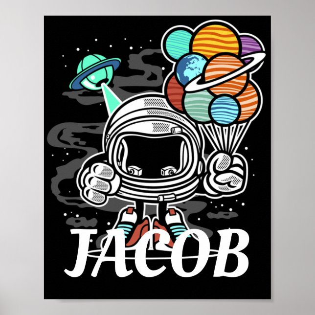 Poster Cartoon Espacial ASTRONAUT Personalizável (Frente)