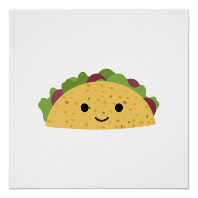 Pôster Cartoon Fantástico Kawaii Sorrindo Taco (Frente)